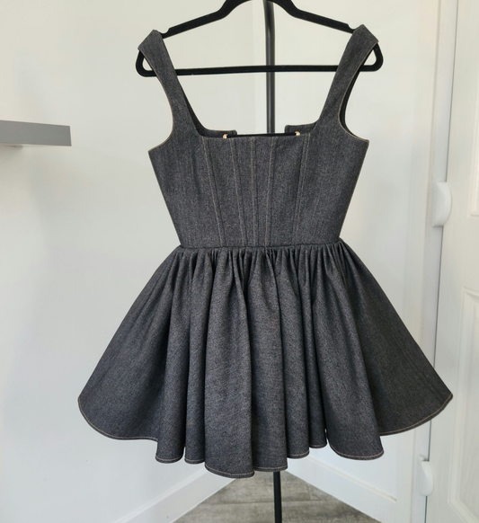 Black denim mini dress