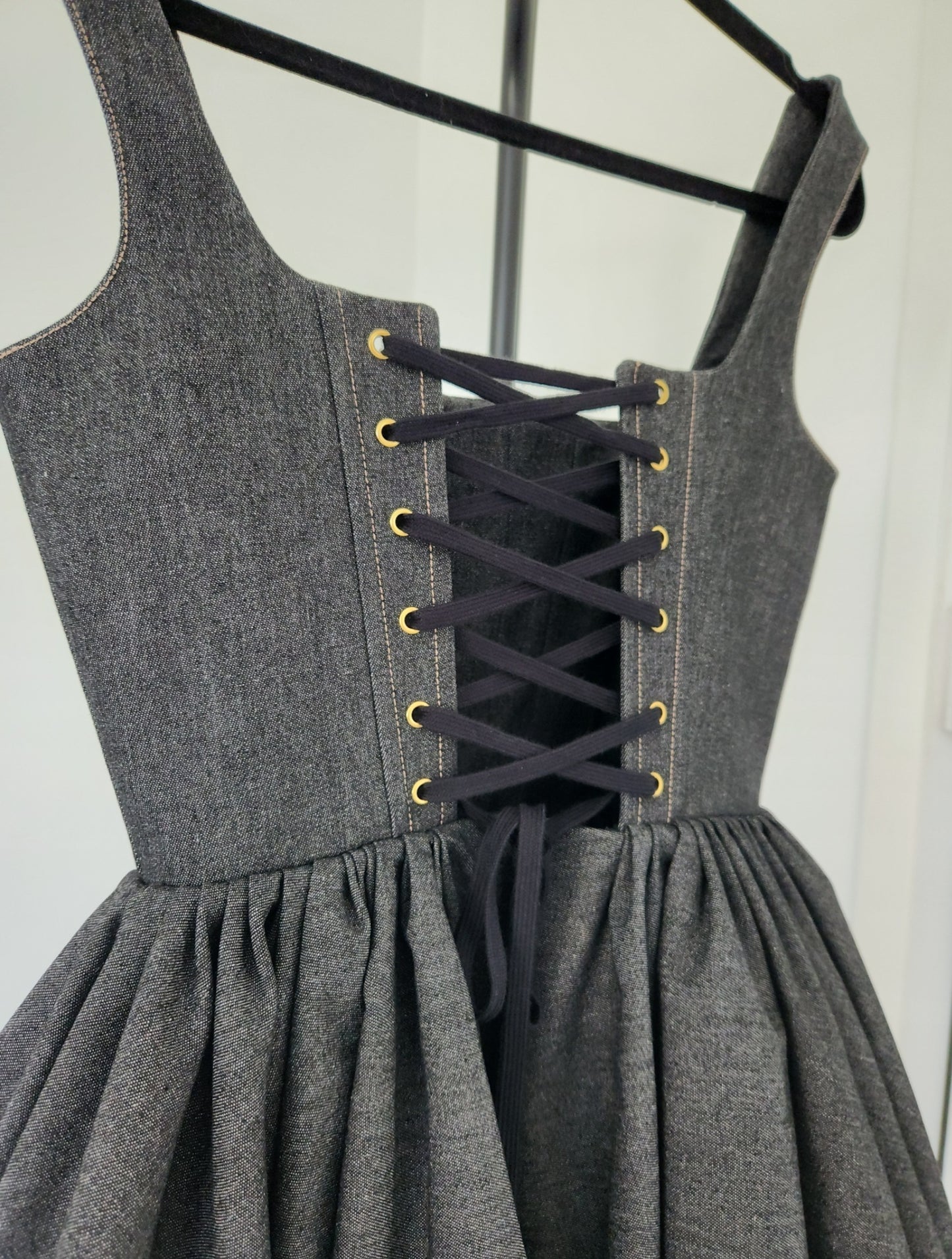Black denim mini dress