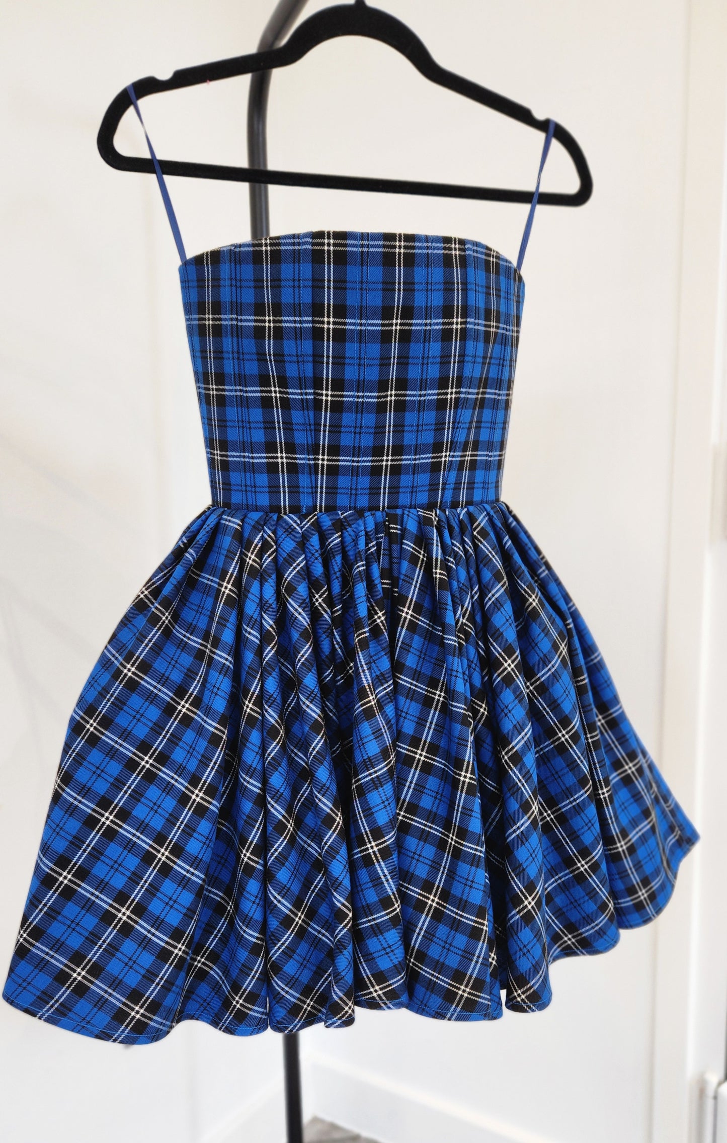 Strapless tartan mini dress
