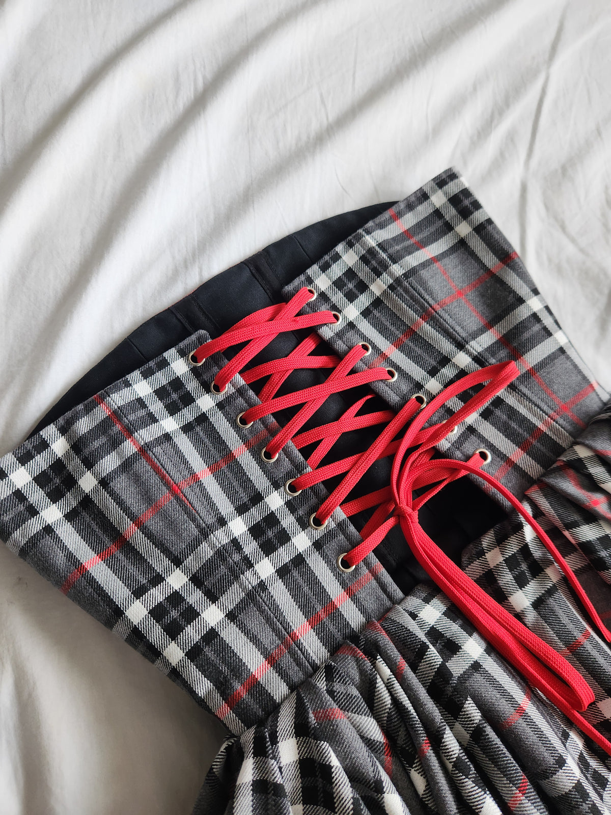 Grey tartan mini dress