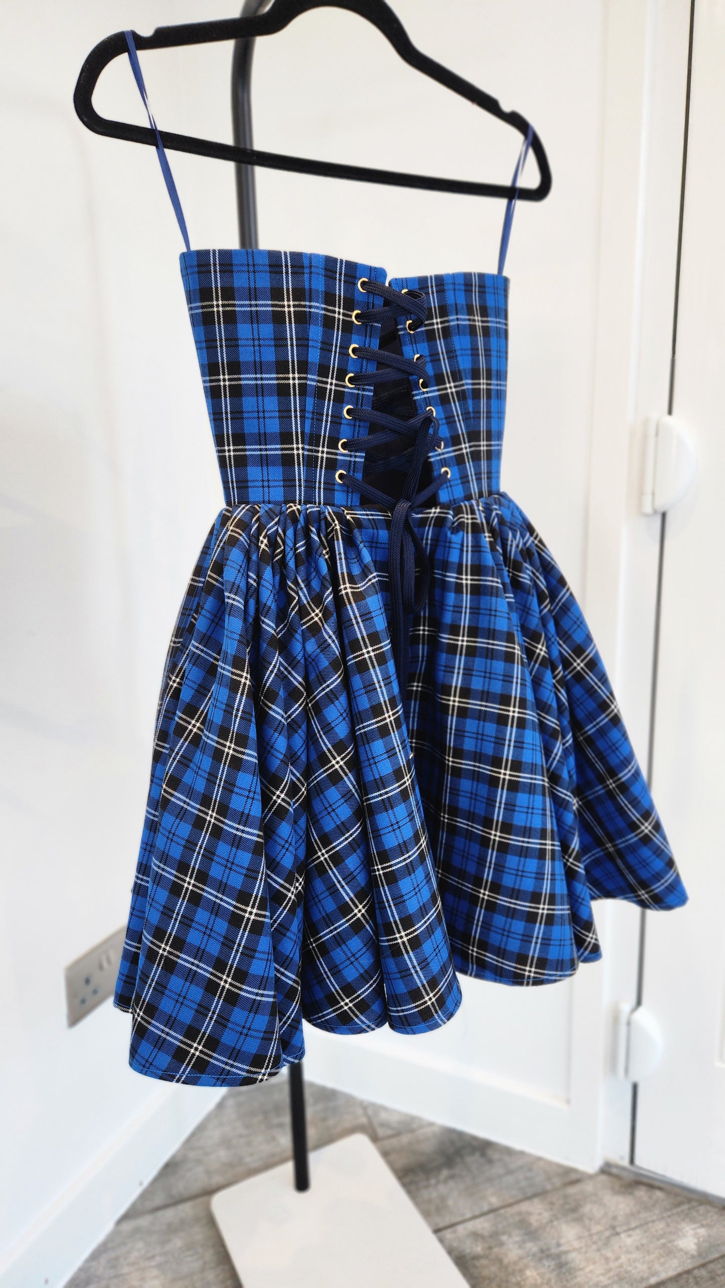 Strapless tartan mini dress