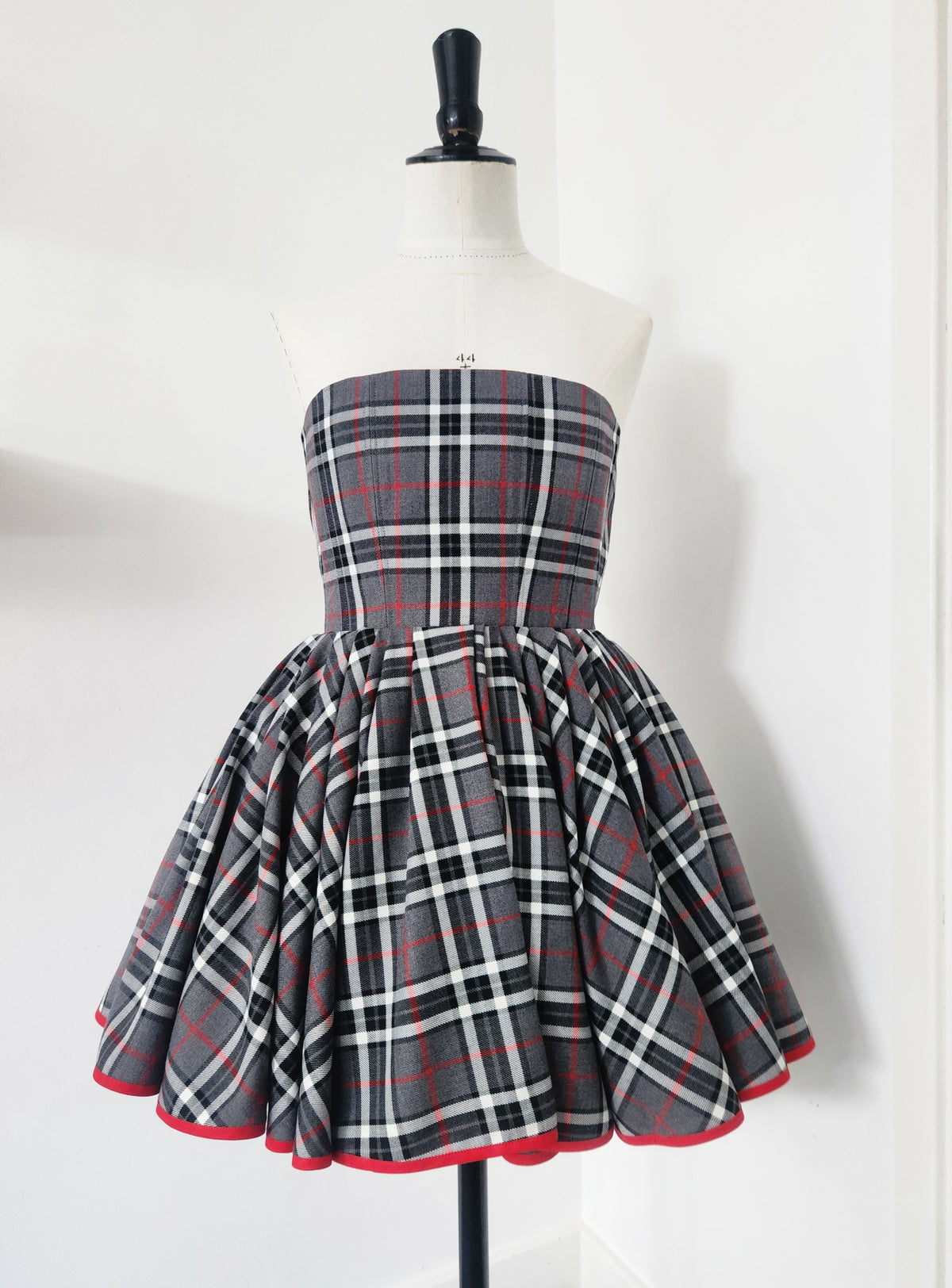 Grey tartan mini dress