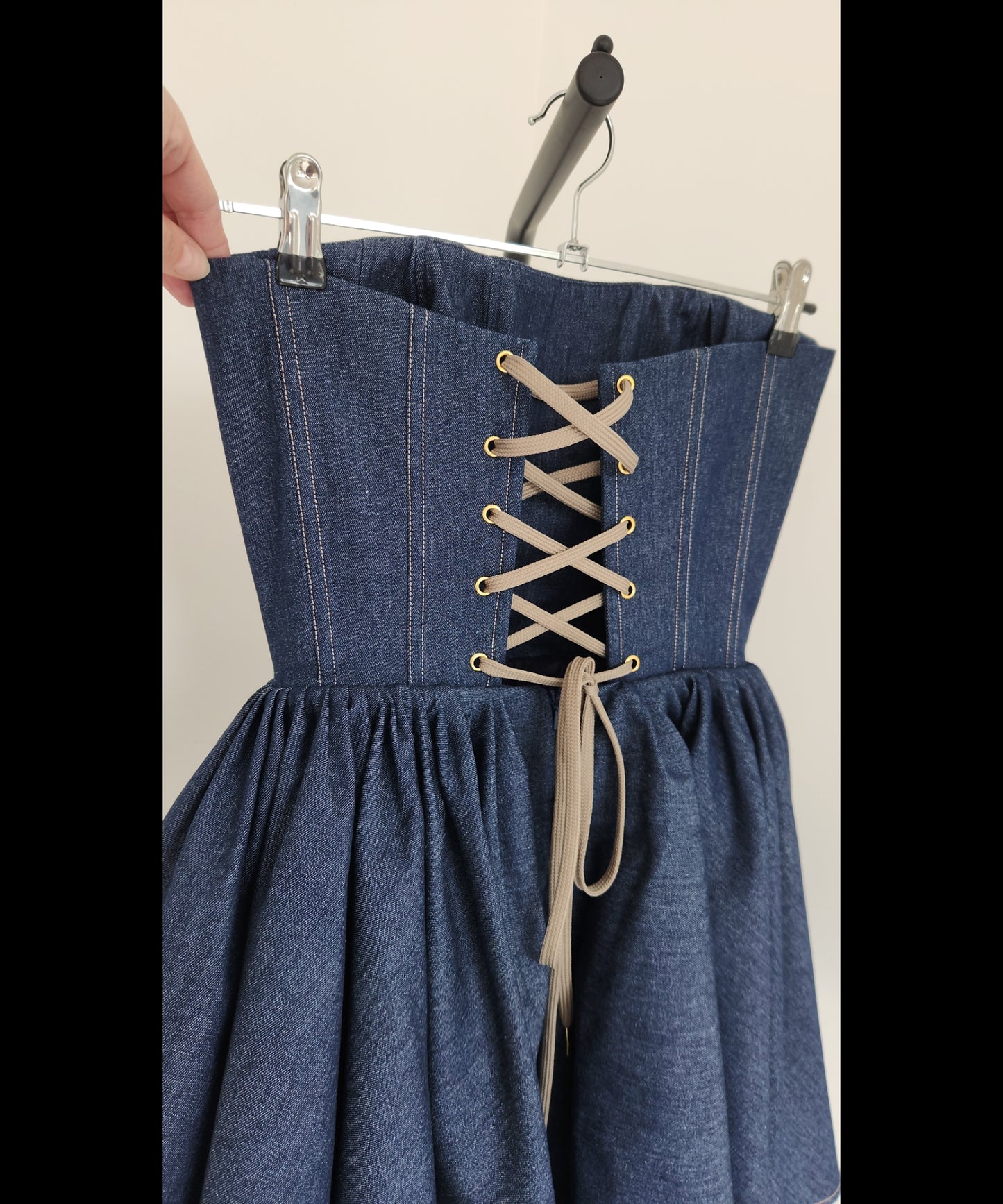 Strapless denim mini